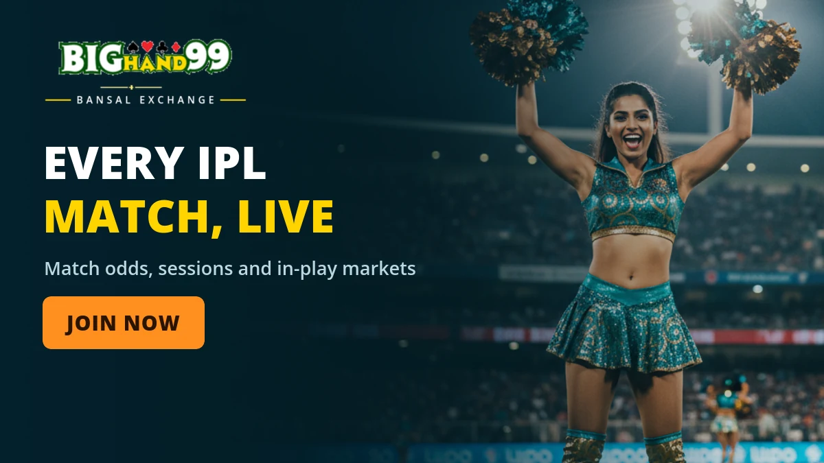 Live IPL match odds and session markets on a BigHand99 online cricket ID
