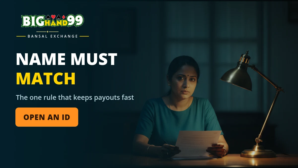 BigHand99 withdrawal to a bank account matching the ID holder name for a fast payout
